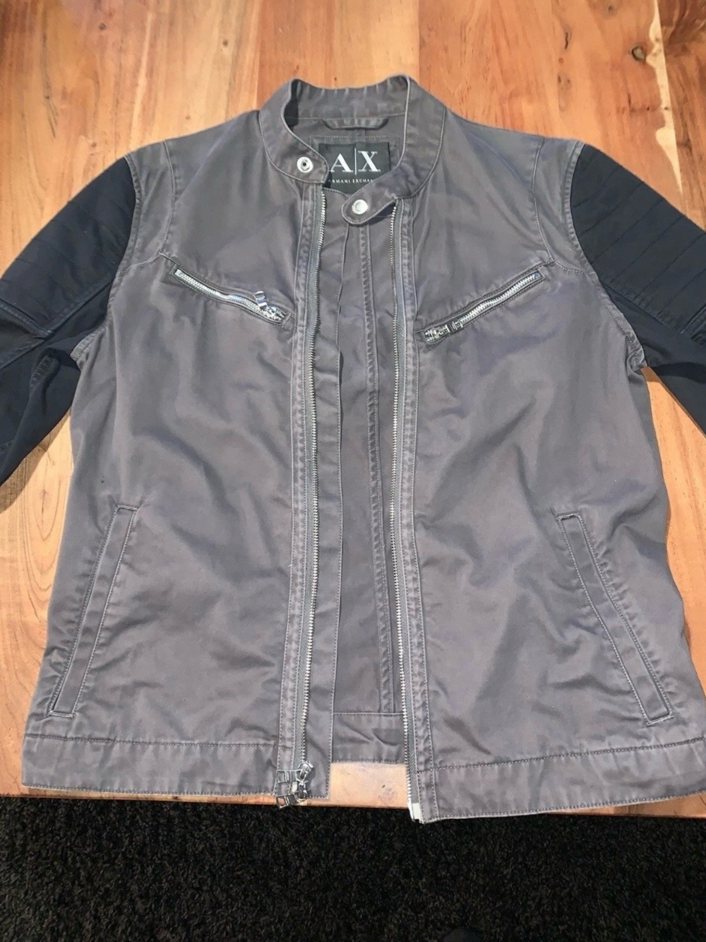 Armani Exchange Gray Jacket with Black Sleeves